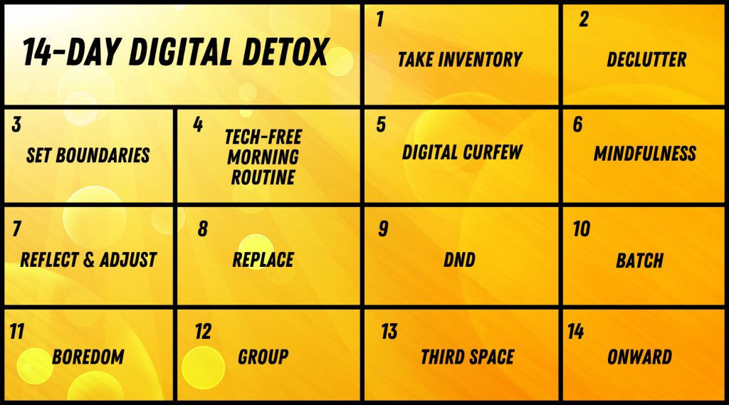 14-day digital detox calendar